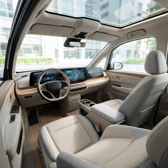 広々とした心地よい空間と最新デジタル機器を備えたリビングのようなインテリア