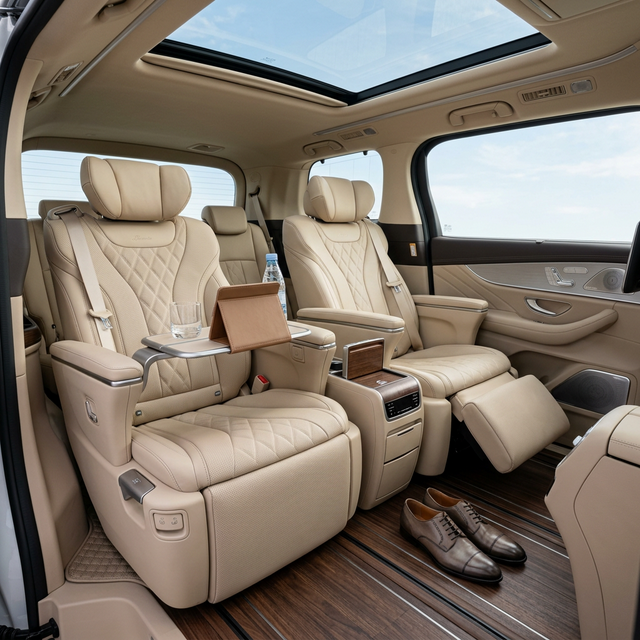 ファーストクラスのようなキャプテンシートを備えた2列目空間の予想CG